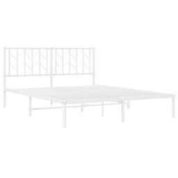 Berkfield Metal Bed Frame Without Mattress With Headboard White 150X200Cm - thumbnail 4