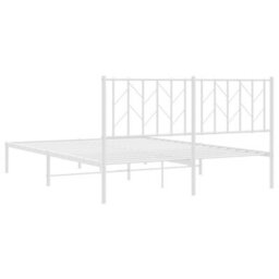 Berkfield Metal Bed Frame Without Mattress With Headboard White 150X200Cm - thumbnail 7