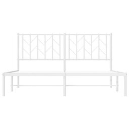 Berkfield Metal Bed Frame Without Mattress With Headboard White 150X200Cm - thumbnail 5