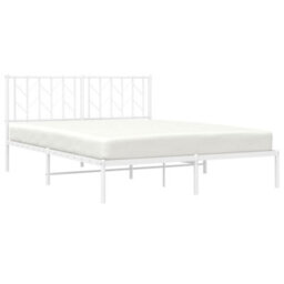 Berkfield Metal Bed Frame Without Mattress With Headboard White 150X200Cm - thumbnail 3
