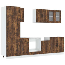 Berkfield 8 Piece Kitchen Cabinet Set Kalmar Smoked Oak Engineered Wood - thumbnail 2