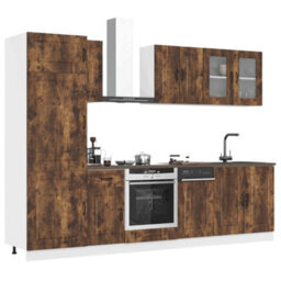 Berkfield 8 Piece Kitchen Cabinet Set Kalmar Smoked Oak Engineered Wood - thumbnail 1