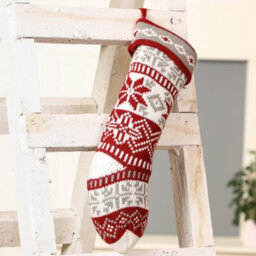 Dibor Red Fair Isle Nostalgia Knit Xmas Gift Decoration Christmas Stocking For Kids - thumbnail 3