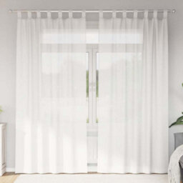 Berkfield Durable Voile Curtains With Loops 2 Pcs White 140X225 Cm - thumbnail 2