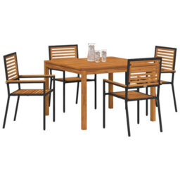 Berkfield Modern Garden Dining Set 5 Pcs Black Poly Rattan - thumbnail 3