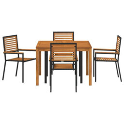 Berkfield Modern Garden Dining Set 5 Pcs Black Poly Rattan - thumbnail 7
