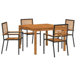 Berkfield Modern Garden Dining Set 5 Pcs Black Poly Rattan