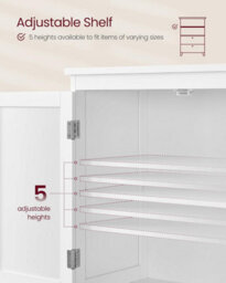 Songmics Vasagle Kitchen Storage Cabinet, Bathroom Unit With Drawers And Doors, Adjustable Shelf, Home Organization, White - thumbnail 5