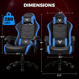 Gtplayer Gaming Chair, Heavy Duty Computer Chairs With Linkage Armrest And Lumbar Support, Ergonomic Office Chair, Blue - thumbnail 2