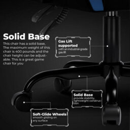 Gtplayer Gaming Chair, Heavy Duty Computer Chairs With Linkage Armrest And Lumbar Support, Ergonomic Office Chair, Blue - thumbnail 7