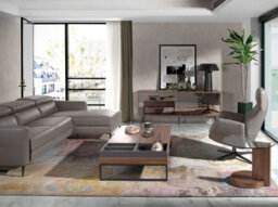 Angel Cerda Elegant Round Tempered Glass And Walnut Corner Table For Modern Homes - thumbnail 3