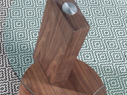 Angel Cerda Elegant Round Tempered Glass And Walnut Corner Table For Modern Homes - thumbnail 4