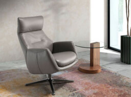 Angel Cerda Elegant Round Tempered Glass And Walnut Corner Table For Modern Homes - thumbnail 2