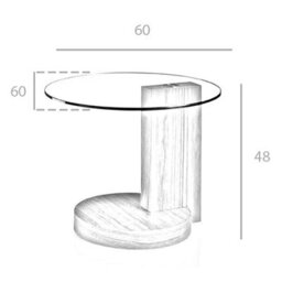 Angel Cerda Elegant Round Tempered Glass And Walnut Corner Table For Modern Homes - thumbnail 7