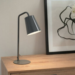 Valuelights Bibi Grey Metal Arched Stem Bedside Table Lamp For Bedroom Office Reading Light - Led Bulb Included - thumbnail 5