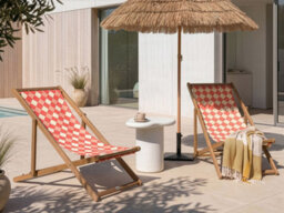 Beliani Set Of 2 Sun Lounger Replacement Fabrics Anzio/avellino 113 X 44 Cm Red - thumbnail 2