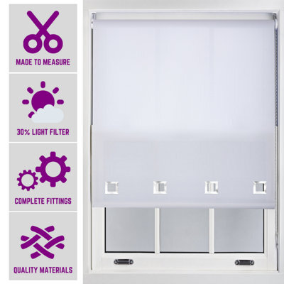 Furnished Daylight Roller Blind With Big Square Eyelets Free Cut Service - White (W)120Cm X (L)210Cm - image 1
