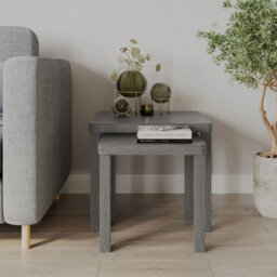 Urbn-Living Urbnliving Set Of 2 Square Wooden Nesting Stacking Coffee Side Tables Living Room Furniture, Cedar Grey - thumbnail 4