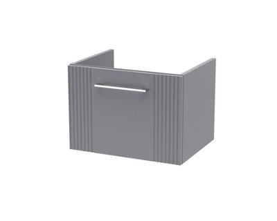 Hudson Reed Deco Wall Hung 1-Drawer Vanity Unit, Stylish Vanity Unit In Bathroom With Bar Handle Design, Satin Grey - image 1