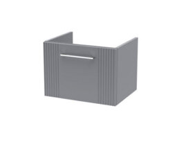 Hudson Reed Deco Wall Hung 1-Drawer Vanity Unit, Stylish Vanity Unit In Bathroom With Bar Handle Design, Satin Grey - thumbnail 1