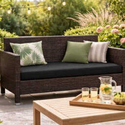 House Of Home Outdoor Bench Cushion Black 2 Seater 108Cm - thumbnail 7