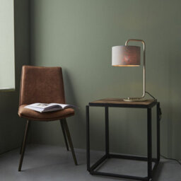Luminosa Lighting Luminosa Carrara Table Lamp Satin Champagne Paint & Slate Grey Fabric - thumbnail 2