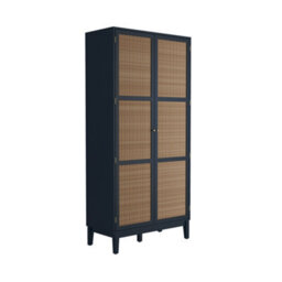 LPD Bordeaux 2 Door Wardrobe - Engineered Wood/plastic - L55.52 X W85 X H180.5 Cm - Berlin Blue/oak - thumbnail 2