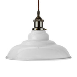 Pale Grey St Edmund's Painted Dome Pendant Light With Black Nickel Lamp Holder And Brown Twisted Cable - Se Home