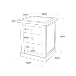 Cabinet Bits Bomporto 3 Drawer Bedside Table Brass Drop Handle - thumbnail 4