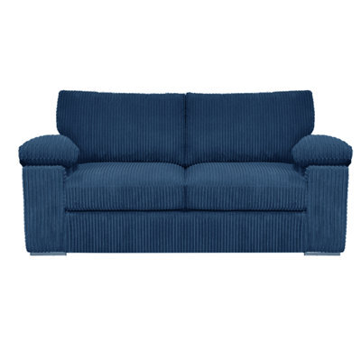 Furnishings For Less UK Delta Large Fabric 2 Seater Sofa  Padded Arms Jumbo Cord Blue
