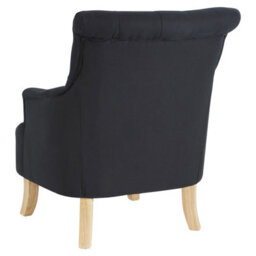 Orsina High Tufted Back Black Cotton Armchair, Striking Black Upholstered Mid Century Armchair For Livingroom - thumbnail 3