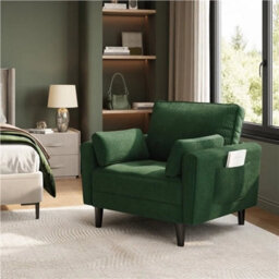 Fabric Upholstered Sofa With Tufted Single Seat Cushion For Living Room/bedroom - thumbnail 3