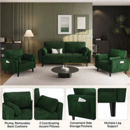 Fabric Upholstered Sofa With Tufted Single Seat Cushion For Living Room/bedroom - thumbnail 5