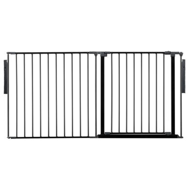 Safetots Premium Multi Panel Room Divider, Up To 154Cm Wide, Black, 70Cm Tall, Flexible Barrier With Door For Baby And Toddler - image 1