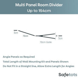 Safetots Premium Multi Panel Room Divider, Up To 154Cm Wide, Black, 70Cm Tall, Flexible Barrier With Door For Baby And Toddler - thumbnail 3