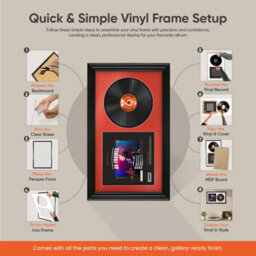 "30X17"" White Swept Vinyl Record Frame With Mid Grey Mount For 12 Inch Lp Album Cover & Disc - Ak Frames" - thumbnail 7