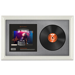 "30X17"" White Swept Vinyl Record Frame With Mid Grey Mount For 12 Inch Lp Album Cover & Disc - Ak Frames"