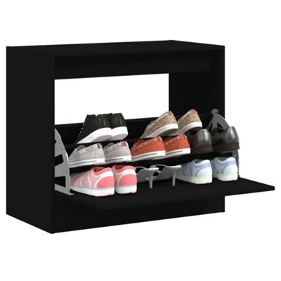 Berkfield Shoe Cabinet Black 80X42X69 Cm Engineered Wood - image 1