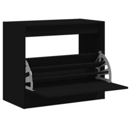 Berkfield Shoe Cabinet Black 80X42X69 Cm Engineered Wood - thumbnail 2