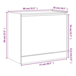 Berkfield Shoe Cabinet Black 80X42X69 Cm Engineered Wood - thumbnail 9