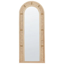 Beliani Wall Mirror Franey 50 Cm 120 Cm Rattan Natural