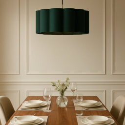 CGC Lighting Cgc Maria Scalloped Forest Green Drum Lampshade Large 48Cm - thumbnail 4