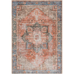 Livabliss Amelie-Washable Terracotta Blue Grey Brown Traditional Vintage Boho Living Dining Rug 60 X 90 Cm Easy Care, Non Shedding - thumbnail 2