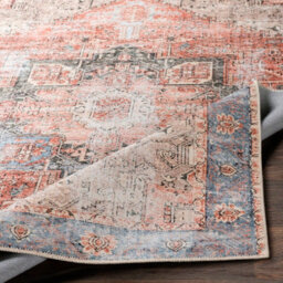 Livabliss Amelie-Washable Terracotta Blue Grey Brown Traditional Vintage Boho Living Dining Rug 60 X 90 Cm Easy Care, Non Shedding - thumbnail 3