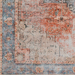 Livabliss Amelie-Washable Terracotta Blue Grey Brown Traditional Vintage Boho Living Dining Rug 60 X 90 Cm Easy Care, Non Shedding - thumbnail 6