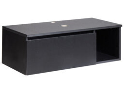 Wyld And Coco Wall-Mounted Bathroom Cabinet Black 80 X 40 Cm Fluted Front, 2 Deep Shelves - thumbnail 3
