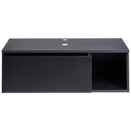 Wyld And Coco Wall-Mounted Bathroom Cabinet Black 80 X 40 Cm Fluted Front, 2 Deep Shelves - thumbnail 1