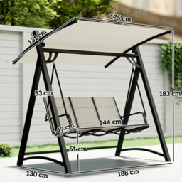 Outsunny 3 Seater Swing Chair, Garden Swing Bench With Adjustable Canopy - thumbnail 3