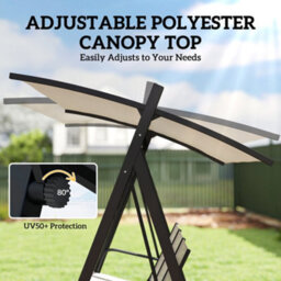 Outsunny 3 Seater Swing Chair, Garden Swing Bench With Adjustable Canopy - thumbnail 6