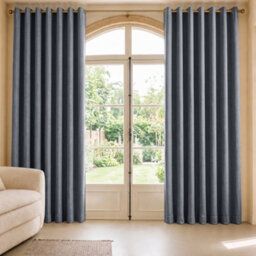 Aspire Homeware Grey Linen 100% Blackout Curtain Thermal Insulated Eyelet Curtain Pair (W)228Cm X (D)228Cm With Tie Back - thumbnail 9
